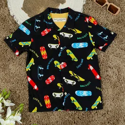 The Lion and The Fish Boys Comfort Floral Opaque Printed Casual Shirt-picture-47