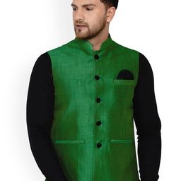 VEERA PARIDHAAN Banarasi Mandarin Collar Nehru Jacket-image-57
