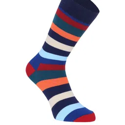 SOXVIEW Pack of 4 Men Striped Calf Length Socks image 5