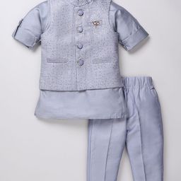 Little Collars Boys Sequins Nehru Jacket Kurta Pajama Set-picture-45
