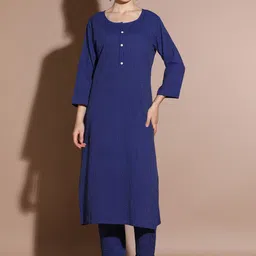 Anouk Striped Printed Regular Pure Cotton Straight Kurta with Trousers-54