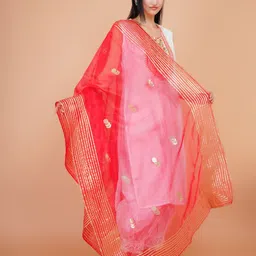 Karthav Fashion Dyed Organza Dupatta-image-95