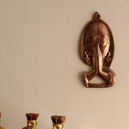 eCraftIndia Brown Textured Metal Namaste Lady Wall Hanging-20