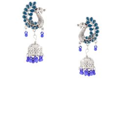 ZURIKRISHA Silver-Plated Artificial Stones Studded Dome Shaped Jhumkas-0