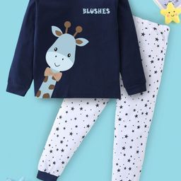 BLUSHES Kids Printed Pure Cotton T-Shirt & Trousers Night suit-picture-35