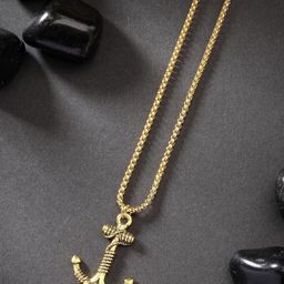 The Roadster Lifestyle Co. Men Stainless Steel Gold-Plated Contemporary Pendant With Chain-image-70