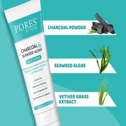 PORES Be Pure Set Of 3 Charcoal Gel Face Scrub With Seaweed & Algae-100g Each image 4
