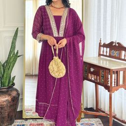 Lilots Women Ethnic Motifs Printed Anarkali Kurta with Churidar & Dupatta-image-68