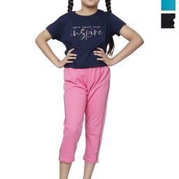 BAESD Girls Pack Of 3 Solid Side Piping Cotton Regular Capris-16