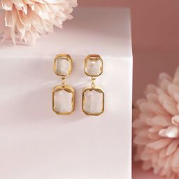 Priyaasi Gold Plated Contemporary Artificial Stones Studded Drop Earrings-8