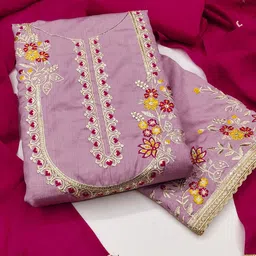 HERE&NOW Floral Embroidered Unstitched Dress Material-picture-19