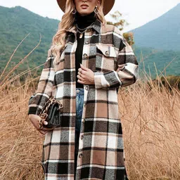 StyleCast x Revolte Checked Single-Breasted Overcoat-49