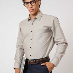 Hallstatt Life Men Slim Fit Solid Spread Collar Cotton Casual Shirt-image-4