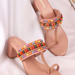 Anouk Colourblocked PU Block Sandals-0