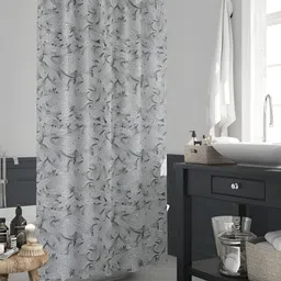 ArtzFolio Grey & White Printed Waterproof Shower Curtain-image-84