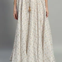 ZRI Printed Cotton Flared Maxi Skirt-picture-11