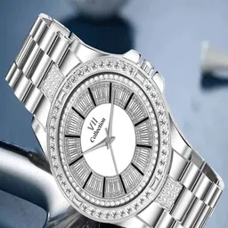 Hala Men Embellished Dial & Bracelet Style Straps Analogue Watch 3009-Silver-image-16