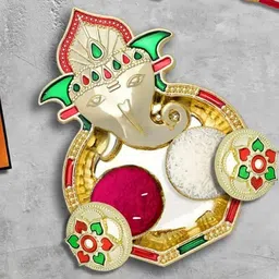DeoDap Rakhi Pooja Thali Roli Chawal Coin & Greeting Card Rakhi Gift Set-image-14