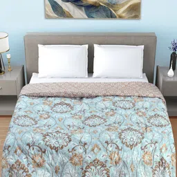 FABINALIV Blue & Brown Floral Mild Winter 350 GSM Double Bed Comforter-image-67
