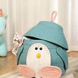Ariya Kids Storage Basket Light Green & Pink Cotton Blend Multipurpose Toy Organizer-17