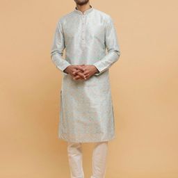 Twamev Men Floral Embroidered Regular Thread Work Kurta with Churidar-picture-51