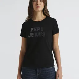 Pepe Jeans Women Typography Printed Round Neck Pure Cotton T-shirt-picture-12