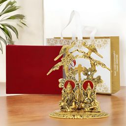 INTERNATIONAL GIFT Gold-Toned Laxmi Ganesh Religious Idol Showpiece-image-74