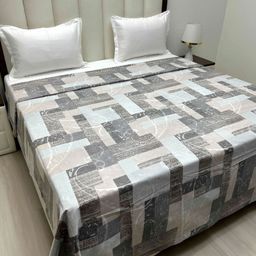 Pure Decor Off - White Ethnic PrintedCottonKing Size Quilt with Zipper Duvet Cover-picture-38