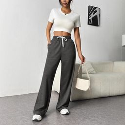HERE&NOW Women Flared High-Rise Trousers-image-56