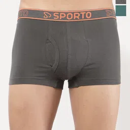 Sporto by Macho Men Pack Of 3 Combed Cotton Mid-Rise Short Trunks-picture-8