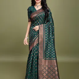 RICH & ROMAN Woven Design Zari Pure Silk Banarasi Saree-picture-11