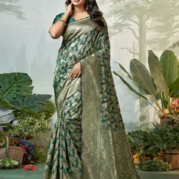 DIVASTRI Ethnic Motifs Woven Design Zari Pure Silk Banarasi Saree-picture-36