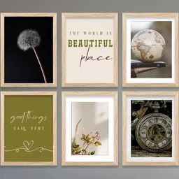 WALLLANE Multicoloured 6 Piece Wood Abstract Wall Paintings-image-49