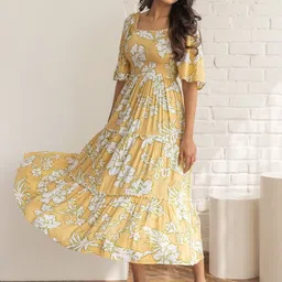 Pinly Women Floral Printed Fit & Flare Dress-picture-4