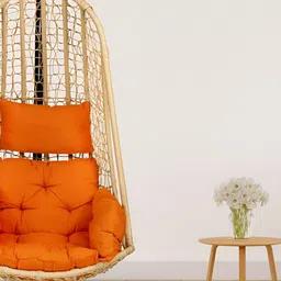Swingzy Orange & Beige Coloured Egg-Shaped Hammock Swing With Cushion-picture-16