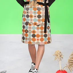 ArtzFolio Black & Orange Printed Pure Cotton Waist Apron-53
