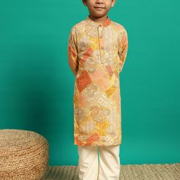 Readiprint Fashions Boys Floral Printed Regular Pure Cotton Straight Kurta with Pyjamas-5