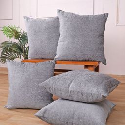 STITCHNEST Grey 5 Pieces Velvet Square Shaped Cushion Covers-image-71