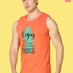 WOOSTRO Pack Of 2 Printed Combed Cotton Gym Vests VWS26(ALONE PEACH)(ENJOY ORANGE)-picture-5