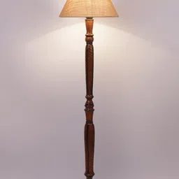 Devansh Brown & Beige Wooden Floor Lamp-47