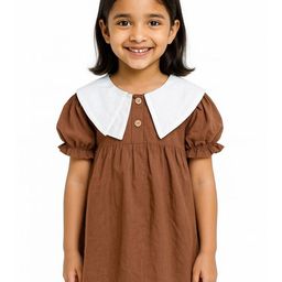 POP STREET KIDS Girls Peter Pan Collar Puff Sleeve A-Line Dress-image-94