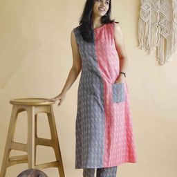 Fabmoha Women Ethnic Motifs Printed Regular Pure Cotton Kurta with Trousers-image-125