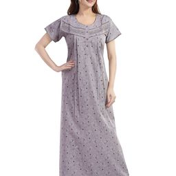 NIGHT QUEEN Women Floral Printed Pure Cotton Maxi Nightdress-image-39