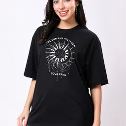 TQH Women Pack of 2 Typography Printed Round Neck Oversized T-shirts-picture-4