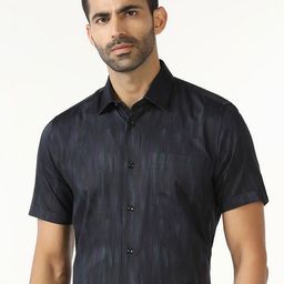 Blackberrys Men India Slim Fit Textured Spread Collar Pure Cotton Formal Shirt-picture-36