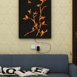 ANIKAA GlowWings Black & Orange-Colored Wooden Birds & Branches Design Wall Art-image-66