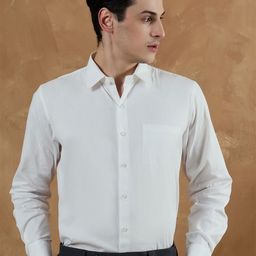 DENNISON Men Smart Fit Solid Spread Collar Cotton Formal Shirt-15