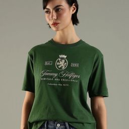 Tommy Hilfiger Women Brand Logo Printed Round Neck Cotton Relaxed Fit T-shirt-picture-30