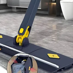 upkaranwale Blue 360 Rotating Head Self-Wringings Mop With Scraper-image-22