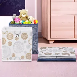 Aura Navy Blue 4 Pieces Printed Drawer Organisers-16